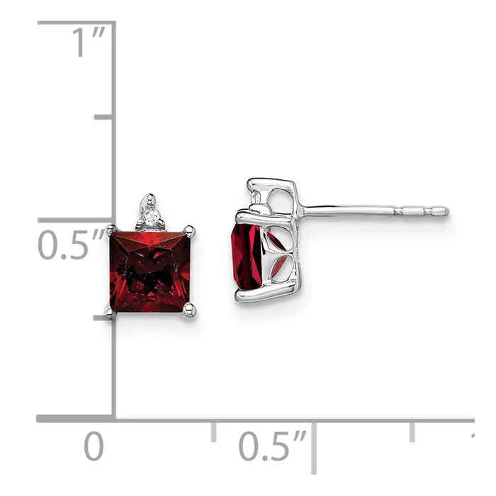 Earrings WB Choice Jewelry 14k White Gold Princess Garnet and Diamond EarringsWBCEM7085GA001WA Earrings WB Choice Jewelry 14k White Gold Princess Garnet and Diamond EarringsWBCEM7085GA001WA