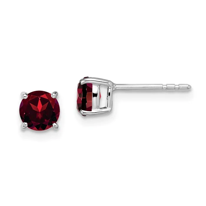 Earrings WB Choice Jewelry 14k White Gold Round Garnet EarringsWBCEM7097GAW Earrings WB Choice Jewelry 14k White Gold Round Garnet EarringsWBCEM7097GAW