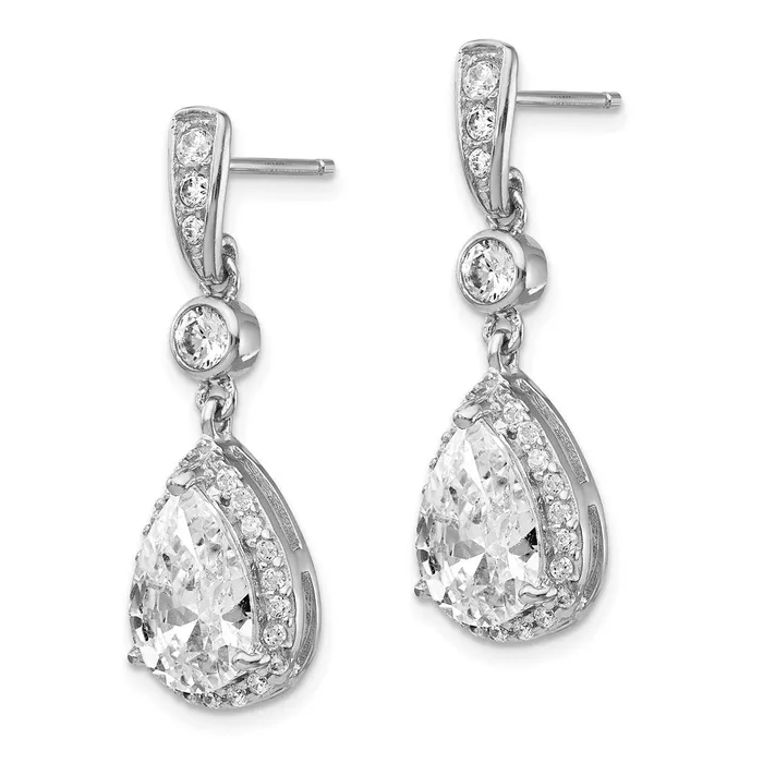 Earrings WB Choice Jewelry Cheryl M Sterling Silver Rhodium Plated Pear CZ Dangle Post EarringsWBCQCM173 Earrings WB Choice Jewelry Cheryl M Sterling Silver Rhodium Plated Pear CZ Dangle Post EarringsWBCQCM173
