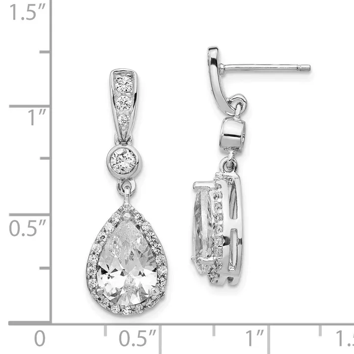 Earrings WB Choice Jewelry Cheryl M Sterling Silver Rhodium Plated Pear CZ Dangle Post EarringsWBCQCM173 Earrings WB Choice Jewelry Cheryl M Sterling Silver Rhodium Plated Pear CZ Dangle Post EarringsWBCQCM173