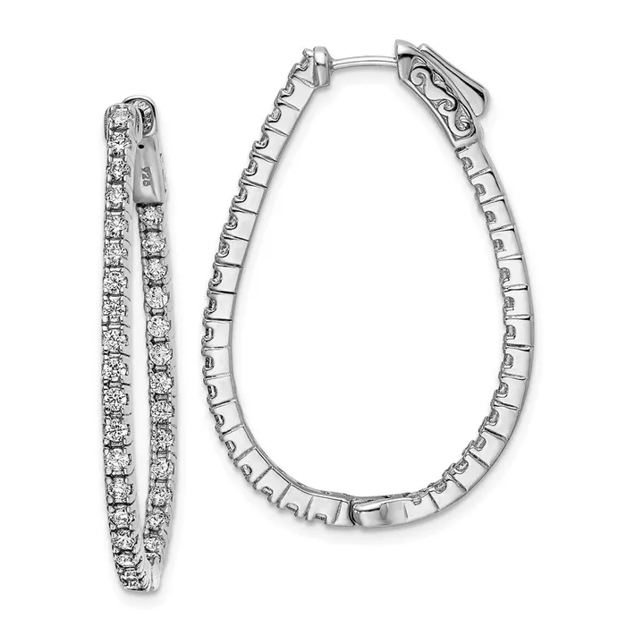 Earrings WB Choice Jewelry Sterling Silver CZ In and Out Hoop EarringsWBCQE15623 Earrings WB Choice Jewelry Sterling Silver CZ In and Out Hoop EarringsWBCQE15623