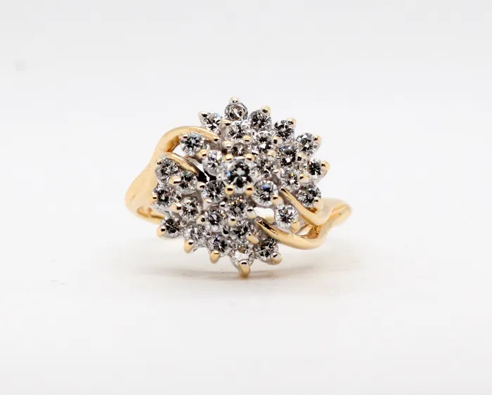 Estate 14KY 150 Cttw Diamond Cluster Ring FULLERS PURCHASE FROM PUBLIC Rings Estate 14KY 150 Cttw Diamond Cluster Ring FULLERS PURCHASE FROM PUBLIC Rings