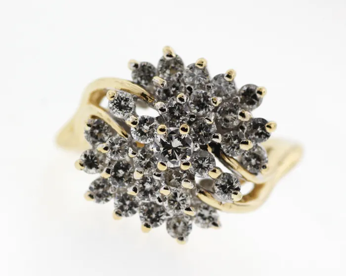 Estate 14KY 150 Cttw Diamond Cluster Ring FULLERS PURCHASE FROM PUBLIC Rings Estate 14KY 150 Cttw Diamond Cluster Ring FULLERS PURCHASE FROM PUBLIC Rings