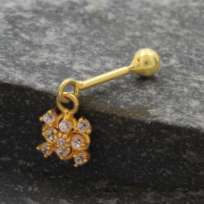 Ethnic Indian 18k Real Gold Bugadi Drops Danglers CZ Earrings for Women and Girls Karizma Jewels Earrings