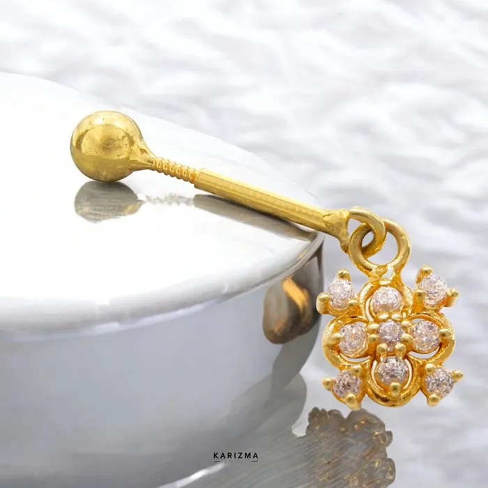Ethnic Indian 18k Real Gold Bugadi Drops Danglers CZ Earrings for Women and Girls Karizma Jewels Earrings