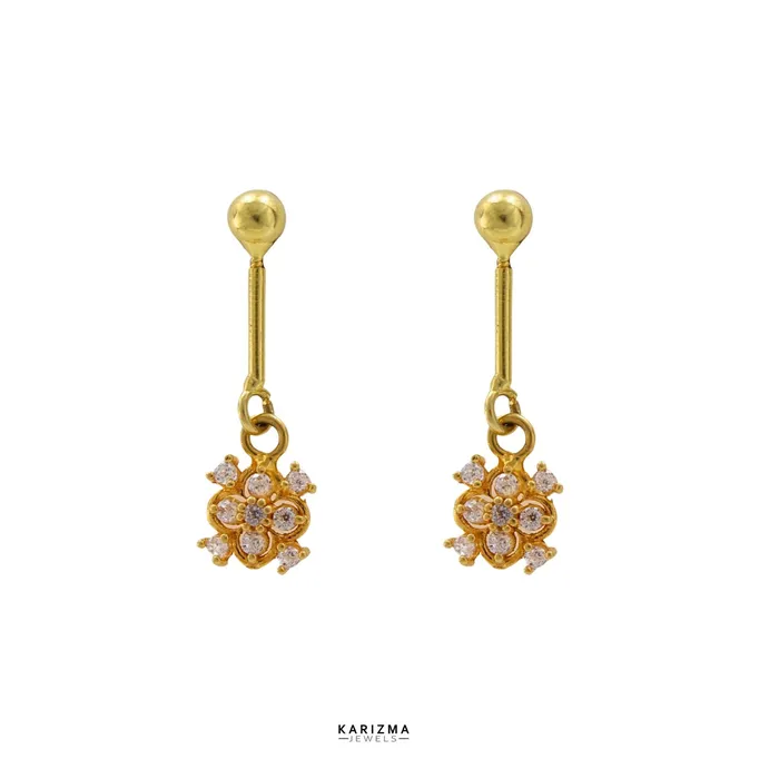 Ethnic Indian 18k Real Gold Bugadi Drops Danglers CZ Earrings for Women and Girls Karizma Jewels Earrings