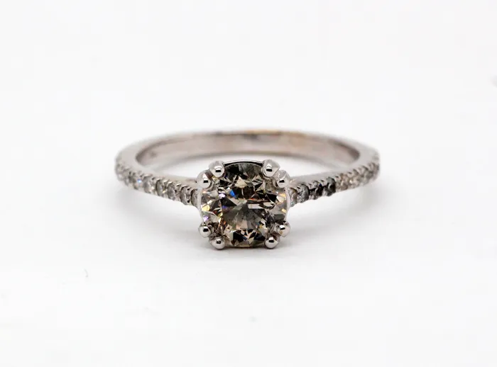 FULLERS PURCHASE FROM PUBLIC Rings Estate 14kw 117 cttw diamond engagement ring 102 ct brown round diamond center i1 FULLERS PURCHASE FROM PUBLIC Rings Estate 14kw 117 cttw diamond engagement ring 102 ct brown round diamond center i1