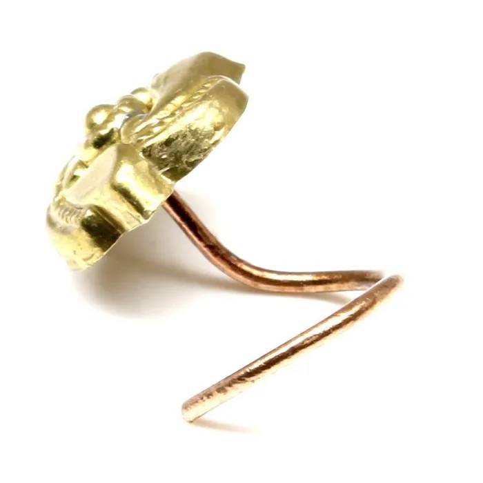 Indian Nose Stud Antique gold finish nose ring corkscrew piercing ring l bend Karizma Jewels Rings