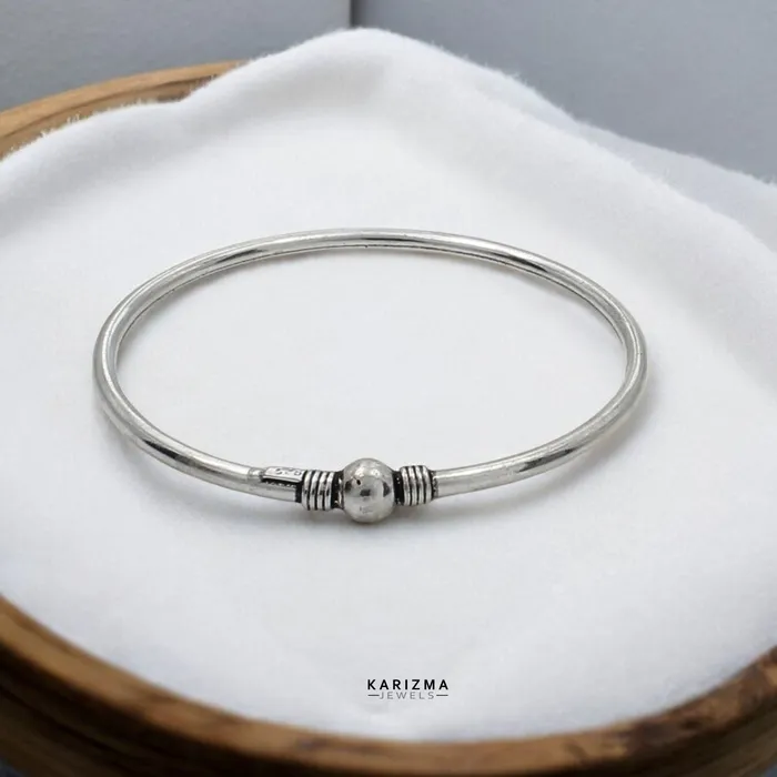 Karizma Jewels Bracelets Hollow Real Silver Oxidized Women Openable Single Bangle Bracelet 59 CM