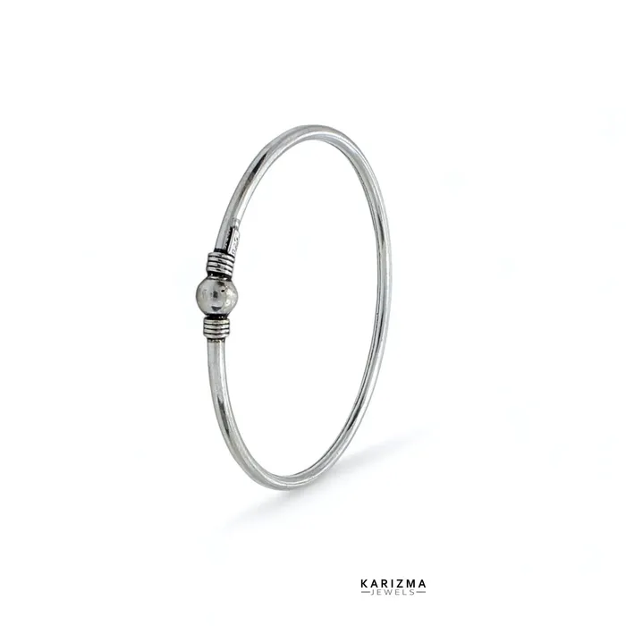 Karizma Jewels Bracelets Hollow Real Silver Oxidized Women Openable Single Bangle Bracelet 59 CM