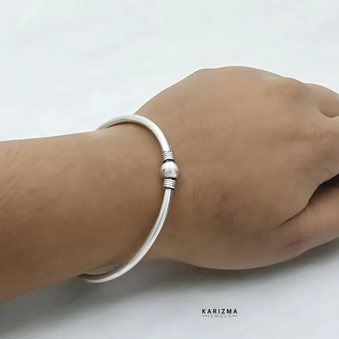 Karizma Jewels Bracelets Hollow Real Silver Oxidized Women Openable Single Bangle Bracelet 59 CM
