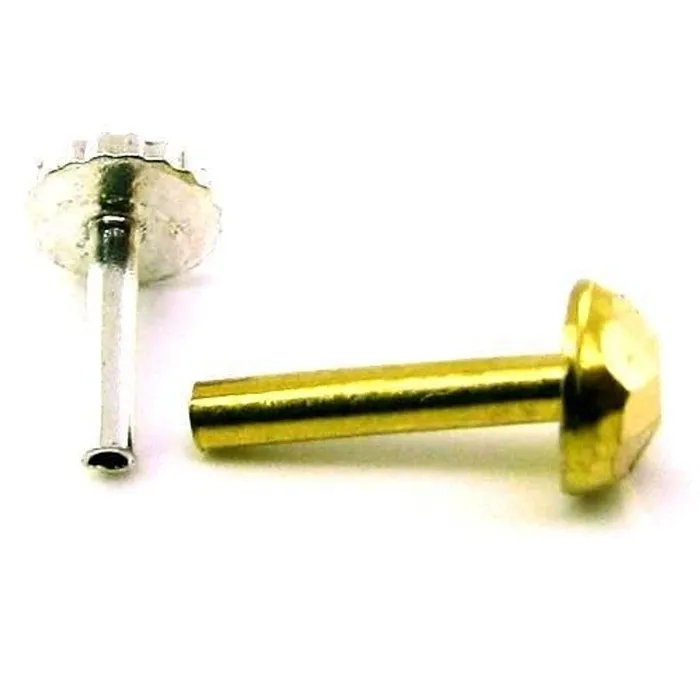 Karizma Jewels Earrings Indian Style Fancy Design Body Piercing Jewelry Nose stud Pin Solid Real 14k Yellow Gold