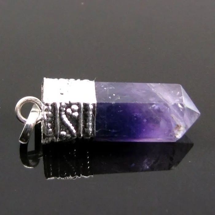 Karizma Jewels Necklaces 214Ct Natural Purple Amethyst Gemstone Healing Point Pencil Pendant Karizma Jewels Necklaces 214Ct Natural Purple Amethyst Gemstone Healing Point Pencil Pendant