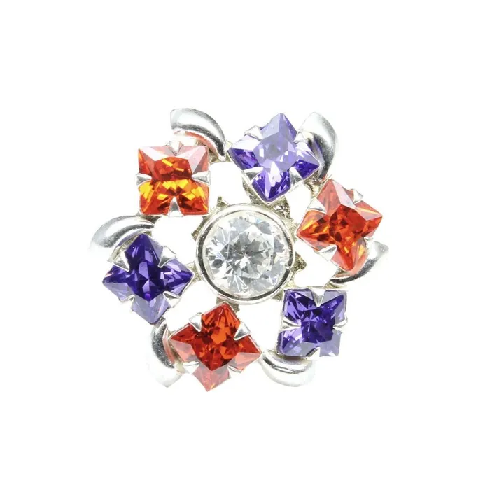 Karizma Jewels Rings Indian 925 Sterling Silver Multicolor CZ Studded Nose ring Push Pin Karizma Jewels Rings Indian 925 Sterling Silver Multicolor CZ Studded Nose ring Push Pin