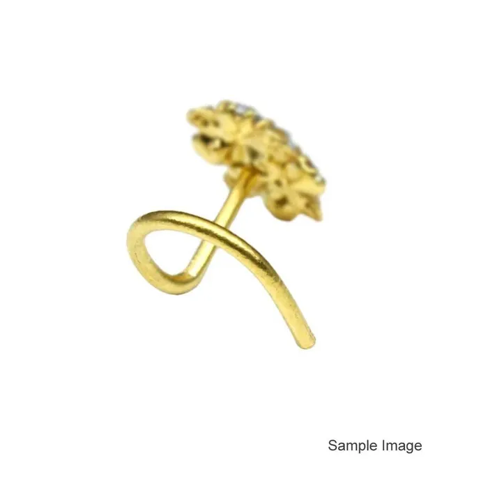 Karizma Jewels Rings Indian Style Gold Plated Dangle Nose ring White CZ Corkscrew nose ring L Bend
