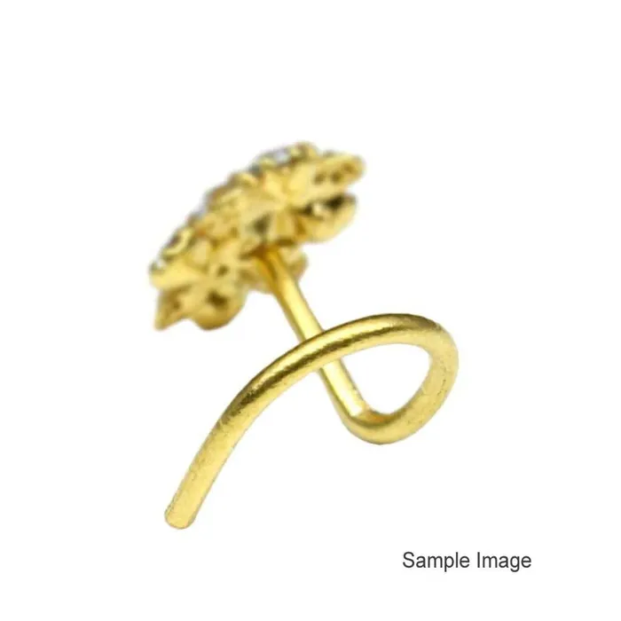 Karizma Jewels Rings Indian Style Gold Plated Dangle Nose ring White CZ Corkscrew nose ring L Bend