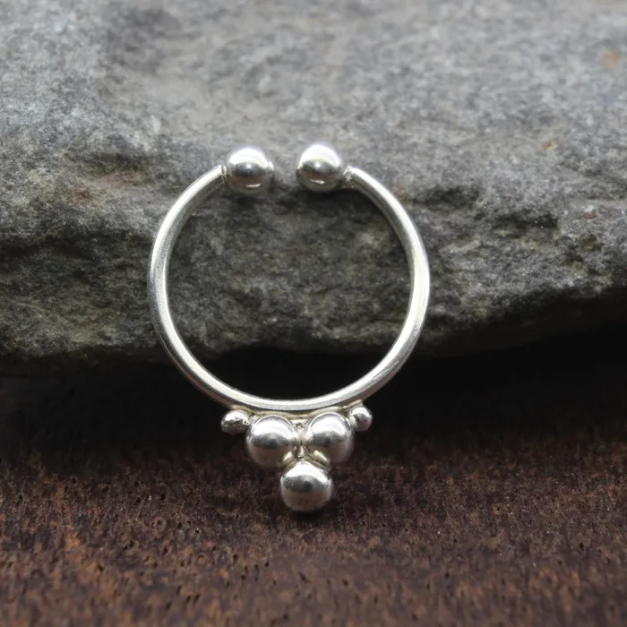 Karizma Jewels Rings Traditional Real 925 Silver Piercing Septum Nose Ring Indian tribal style 20g Karizma Jewels Rings Traditional Real 925 Silver Piercing Septum Nose Ring Indian tribal style 20g