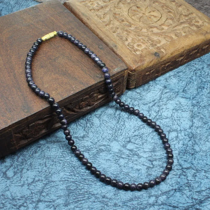Necklaces Karizma Jewels Blue sunstone 52 mm beads single line Necklace 16