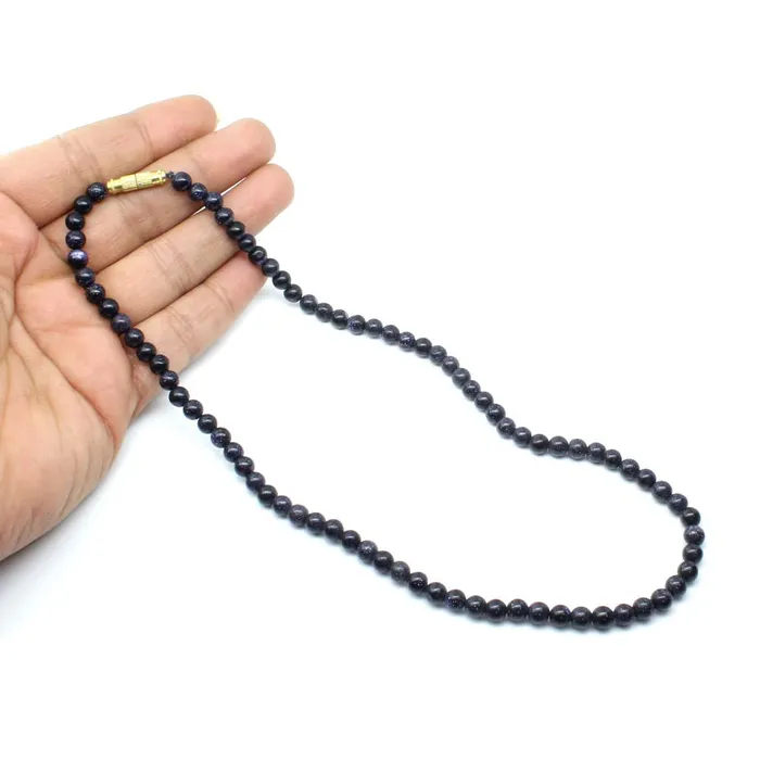Necklaces Karizma Jewels Blue sunstone 52 mm beads single line Necklace 16