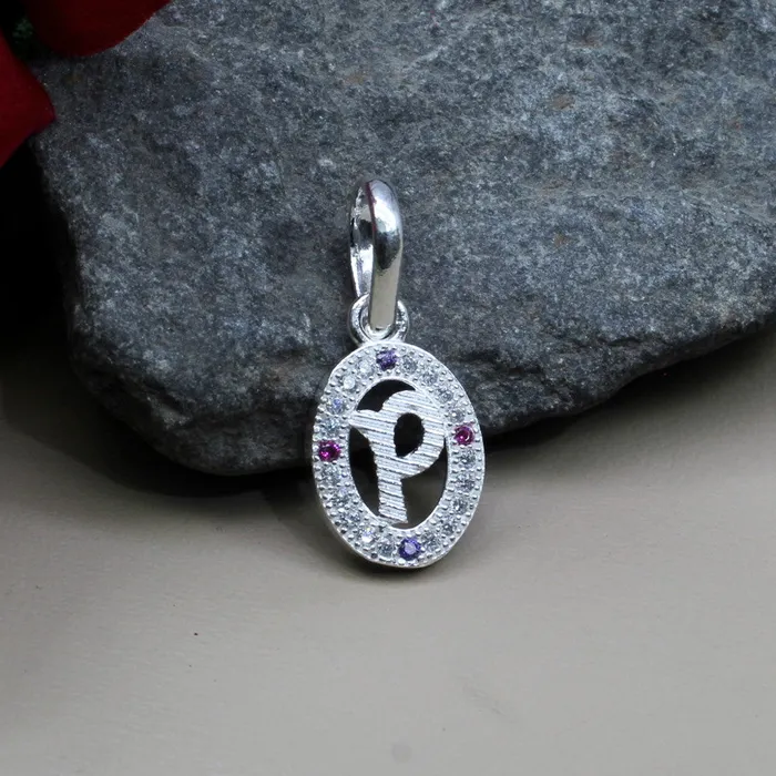 Necklaces Karizma Jewels Pure 925 Sterling Cute Silver P Letter Alphabet Pendant CZ for Girl Necklaces Karizma Jewels Pure 925 Sterling Cute Silver P Letter Alphabet Pendant CZ for Girl