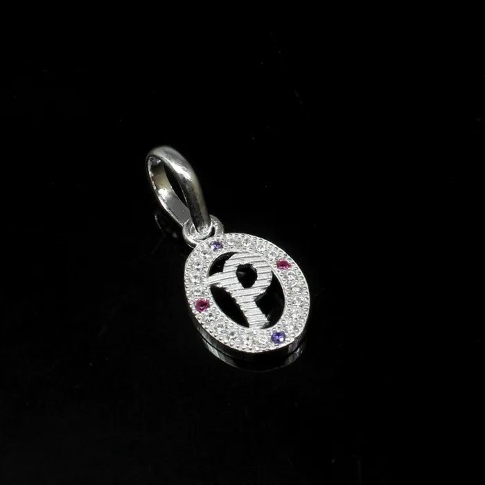 Necklaces Karizma Jewels Pure 925 Sterling Cute Silver P Letter Alphabet Pendant CZ for Girl