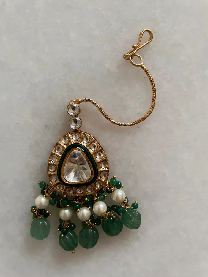 Necklaces Kundan Pearl Emerald Statement Choker Necklace Set Necklace Earrings Mang Tika PRERTO ECOMMERCE PRIVATE LIMITED