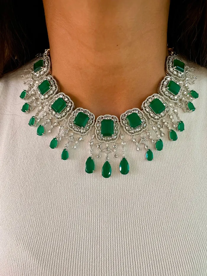 Necklaces PRERTO ECOMMERCE PRIVATE LIMITED Dream Catcher Emerald Dimonte Necklace Set Earrings Necklace Necklaces PRERTO ECOMMERCE PRIVATE LIMITED Dream Catcher Emerald Dimonte Necklace Set Earrings Necklace