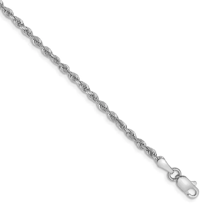 Necklaces WB Choice Jewelry 10k White Gold 225mm DC Quadruple Rope Chain AnkletWBC10WQT0189 Necklaces WB Choice Jewelry 10k White Gold 225mm DC Quadruple Rope Chain AnkletWBC10WQT0189
