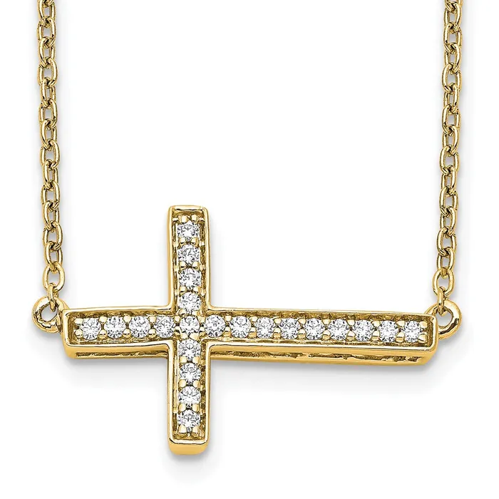 Necklaces WB Choice Jewelry 14k Diamond Sideways Cross 18in NecklaceWBCPM4695016YA Necklaces WB Choice Jewelry 14k Diamond Sideways Cross 18in NecklaceWBCPM4695016YA