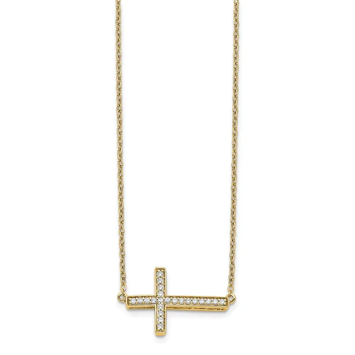 Necklaces WB Choice Jewelry 14k Diamond Sideways Cross 18in NecklaceWBCPM4695016YA Necklaces WB Choice Jewelry 14k Diamond Sideways Cross 18in NecklaceWBCPM4695016YA