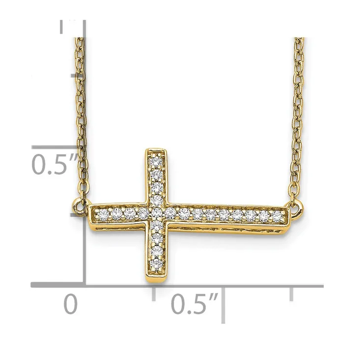 Necklaces WB Choice Jewelry 14k Diamond Sideways Cross 18in NecklaceWBCPM4695016YA Necklaces WB Choice Jewelry 14k Diamond Sideways Cross 18in NecklaceWBCPM4695016YA