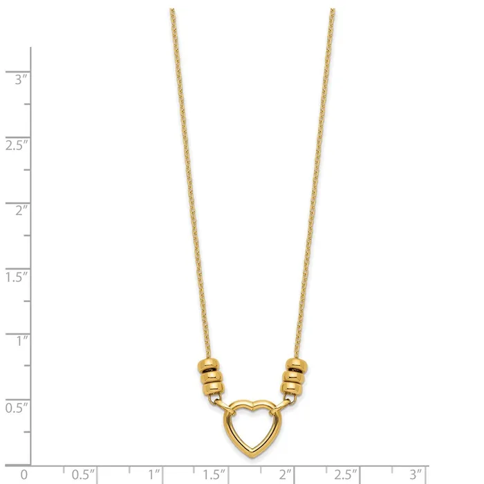 Necklaces WB Choice Jewelry 14K Polished Heart Bead w15 in ext NecklaceWBCSF285718 Necklaces WB Choice Jewelry 14K Polished Heart Bead w15 in ext NecklaceWBCSF285718