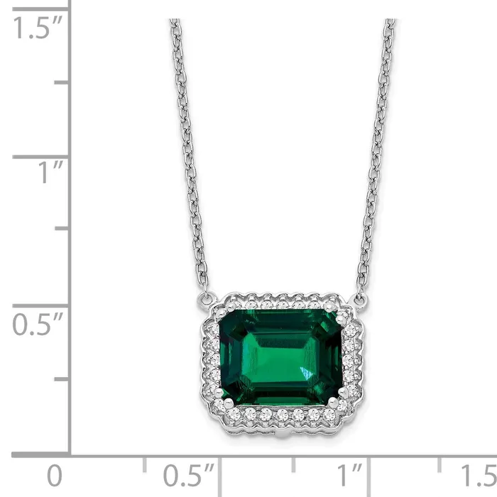 Necklaces WB Choice Jewelry 14k White Gold Octagon Created Emerald and Diamond 18in NecklaceWBCPM7227EM017WA Necklaces WB Choice Jewelry 14k White Gold Octagon Created Emerald and Diamond 18in NecklaceWBCPM7227EM017WA