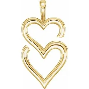 Necklaces WB Choice Jewelry 14K Yellow Double Heart Pendant 86329102PSTWBC Necklaces WB Choice Jewelry 14K Yellow Double Heart Pendant 86329102PSTWBC