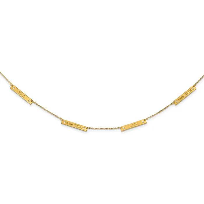 Necklaces WB Choice Jewelry Sterling SilverGoldplated Brushed 4 Station with Diamond NecklaceWBCXNA11774GP Necklaces WB Choice Jewelry Sterling SilverGoldplated Brushed 4 Station with Diamond NecklaceWBCXNA11774GP