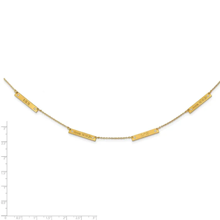 Necklaces WB Choice Jewelry Sterling SilverGoldplated Brushed 4 Station with Diamond NecklaceWBCXNA11774GP Necklaces WB Choice Jewelry Sterling SilverGoldplated Brushed 4 Station with Diamond NecklaceWBCXNA11774GP