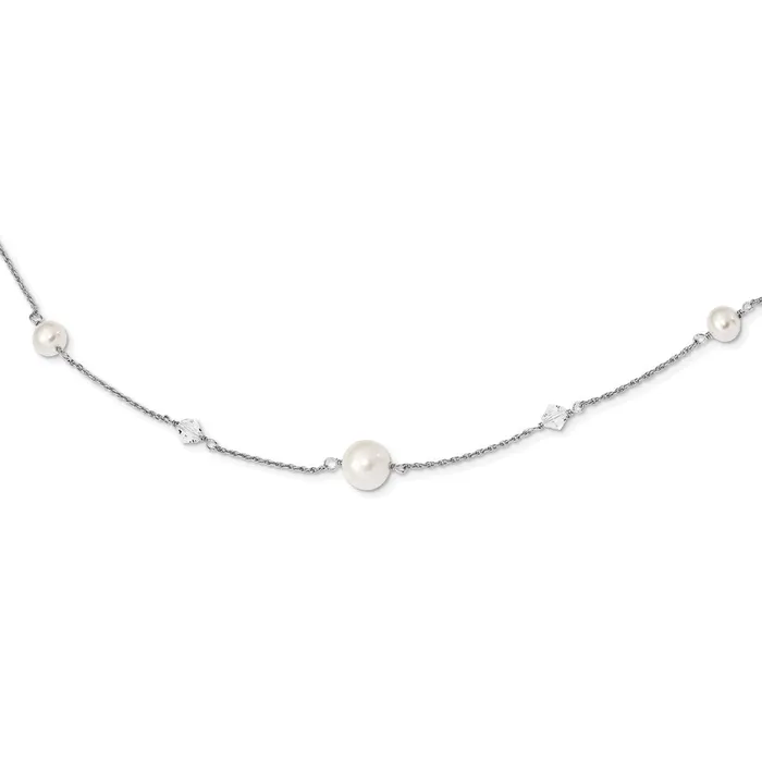 Necklaces WB Choice Jewelry Sterling Silver RH 610mm Wt FWC Pearl Glass 5 Stat 25in ext NecklaceWBCQH5407175 Necklaces WB Choice Jewelry Sterling Silver RH 610mm Wt FWC Pearl Glass 5 Stat 25in ext NecklaceWBCQH5407175