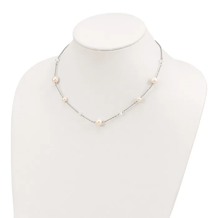 Necklaces WB Choice Jewelry Sterling Silver RH 610mm Wt FWC Pearl Glass 5 Stat 25in ext NecklaceWBCQH5407175 Necklaces WB Choice Jewelry Sterling Silver RH 610mm Wt FWC Pearl Glass 5 Stat 25in ext NecklaceWBCQH5407175