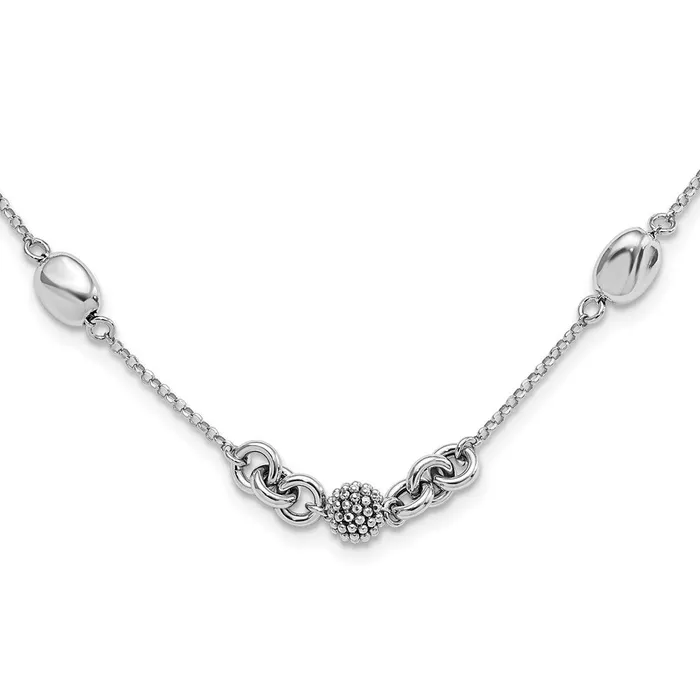 Necklaces WB Choice Jewelry Sterling Silver Rhodiumplated Beaded Fancy NecklaceWBCQG560018 Necklaces WB Choice Jewelry Sterling Silver Rhodiumplated Beaded Fancy NecklaceWBCQG560018