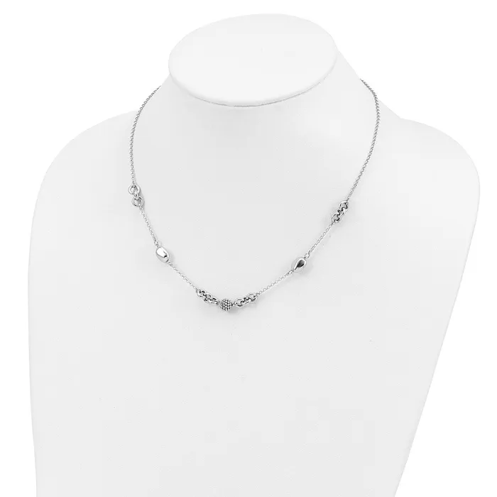 Necklaces WB Choice Jewelry Sterling Silver Rhodiumplated Beaded Fancy NecklaceWBCQG560018 Necklaces WB Choice Jewelry Sterling Silver Rhodiumplated Beaded Fancy NecklaceWBCQG560018