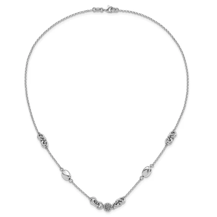 Necklaces WB Choice Jewelry Sterling Silver Rhodiumplated Beaded Fancy NecklaceWBCQG560018 Necklaces WB Choice Jewelry Sterling Silver Rhodiumplated Beaded Fancy NecklaceWBCQG560018