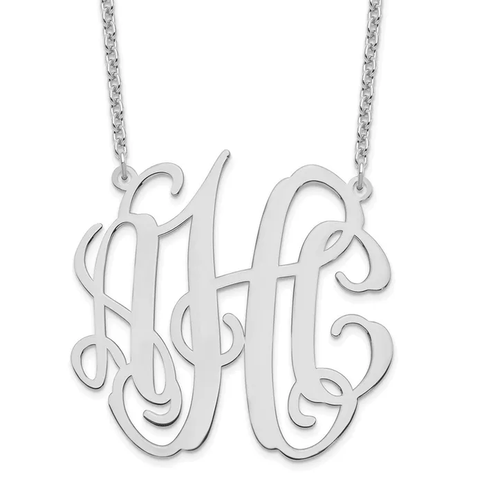 Necklaces WB Choice Jewelry Sterling SilverRhodiumplated Large Polished Monogram NecklaceWBCXNA549SS Necklaces WB Choice Jewelry Sterling SilverRhodiumplated Large Polished Monogram NecklaceWBCXNA549SS