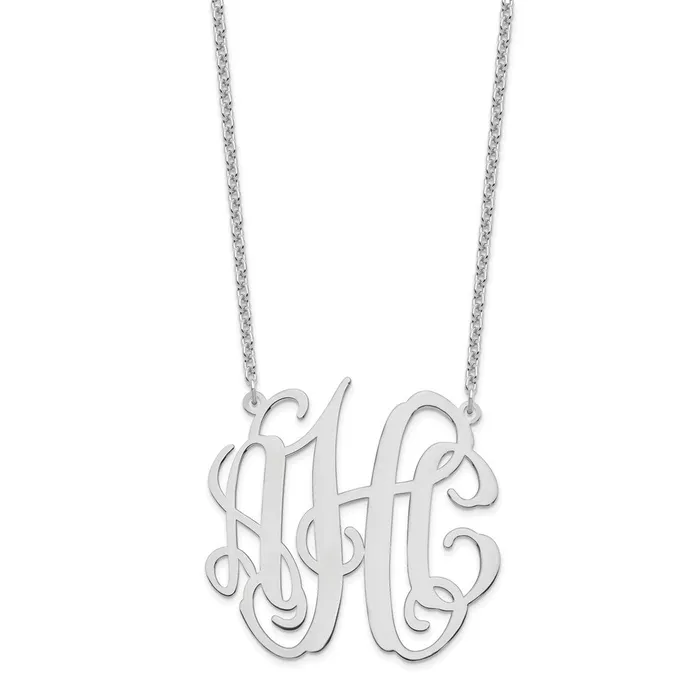 Necklaces WB Choice Jewelry Sterling SilverRhodiumplated Large Polished Monogram NecklaceWBCXNA549SS Necklaces WB Choice Jewelry Sterling SilverRhodiumplated Large Polished Monogram NecklaceWBCXNA549SS