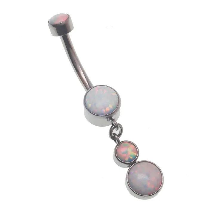 Opal Dangle Belly Ring 14g Body Clickers Rings Opal Dangle Belly Ring 14g Body Clickers Rings