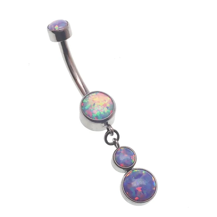 Opal Dangle Belly Ring 14g Body Clickers Rings Opal Dangle Belly Ring 14g Body Clickers Rings