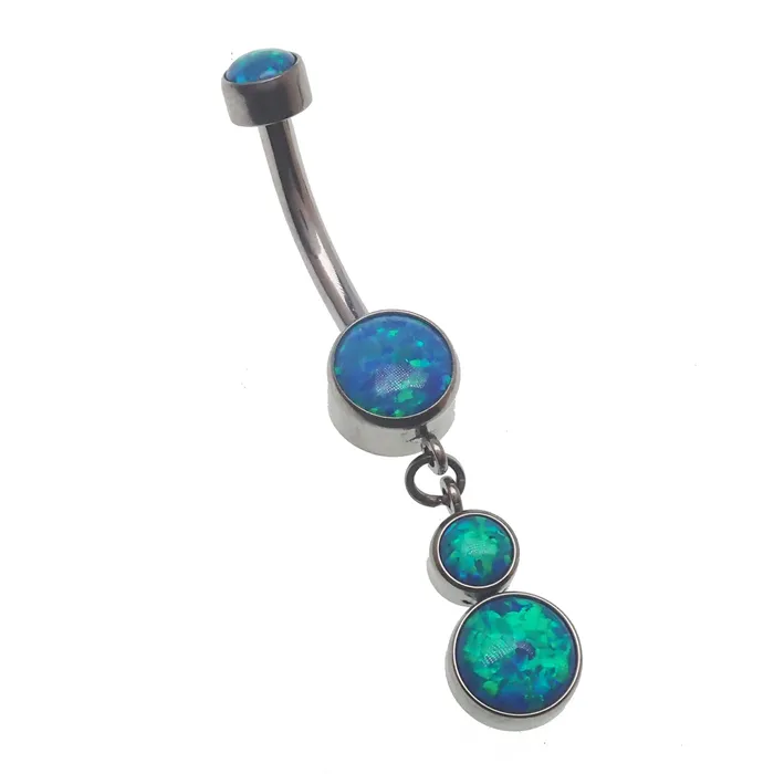 Opal Dangle Belly Ring 14g Body Clickers Rings Opal Dangle Belly Ring 14g Body Clickers Rings