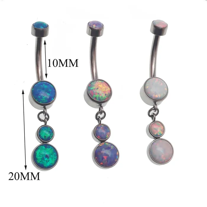 Opal Dangle Belly Ring 14g Body Clickers Rings Opal Dangle Belly Ring 14g Body Clickers Rings