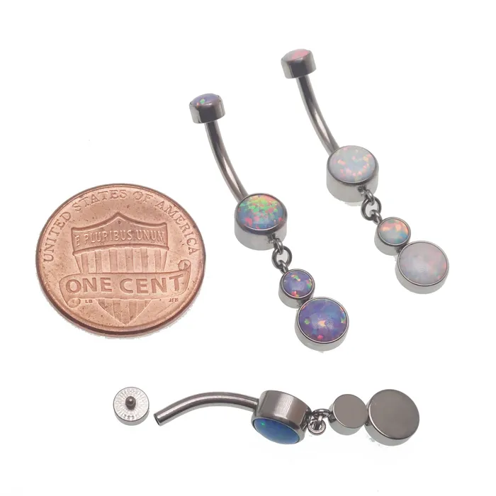 Opal Dangle Belly Ring 14g Body Clickers Rings Opal Dangle Belly Ring 14g Body Clickers Rings