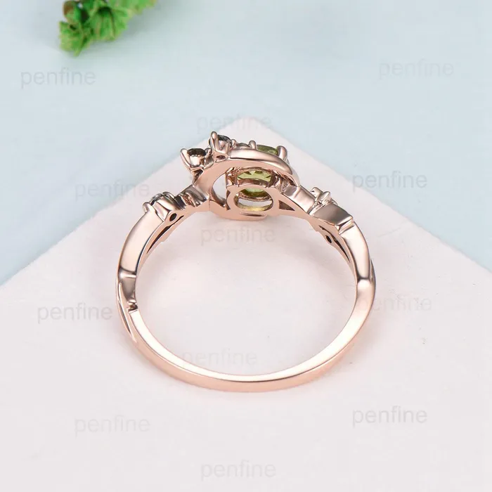 PENFINE Rings Natural Peridot Engagement Ring Round Green Peridot Ring Vintage Rose Gold Star Moon Engagement Ring August Birthstone Anniversary Ring PENFINE Rings Natural Peridot Engagement Ring Round Green Peridot Ring Vintage Rose Gold Star Moon Engagement Ring August Birthstone Anniversary Ring