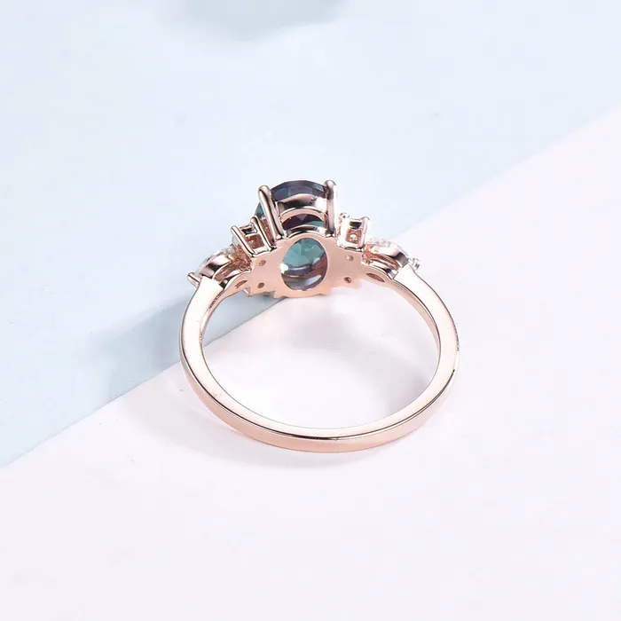 PENFINE Vintage Alexandrite Engagement Ring Rose Gold Cluster Alexandrite Wedding Ring Anniversary Rings For Her Bridal Promise Anniversary Gift Rings PENFINE Vintage Alexandrite Engagement Ring Rose Gold Cluster Alexandrite Wedding Ring Anniversary Rings For Her Bridal Promise Anniversary Gift Rings